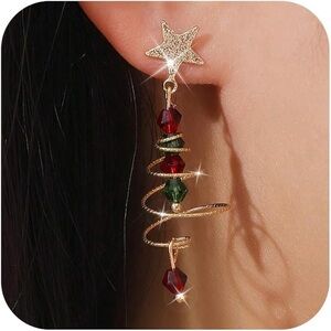 Christmas tree dangle earrings